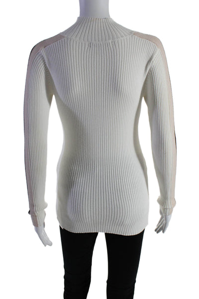 Reiss Women's High Neck Long Sleeves Ribbed Pullover Sweater Beige Size XS