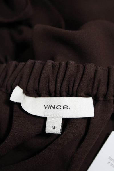 Vince Womens Sleeveless Square Neck Pleated A Line Dress Brown Size M