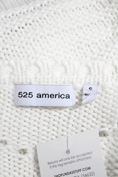 525 America Womens Cotton Long Sleeve Cable Knit Sweater White Size S