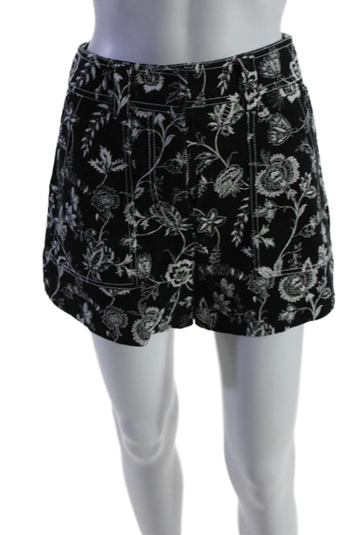 10 Crosby Derek Lam Womens Cotton Floral Buttoned High Rise Shorts Black Size 4