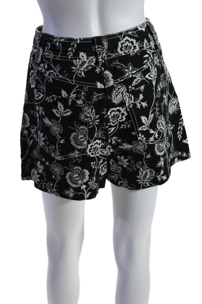 10 Crosby Derek Lam Womens Cotton Floral Buttoned High Rise Shorts Black Size 4