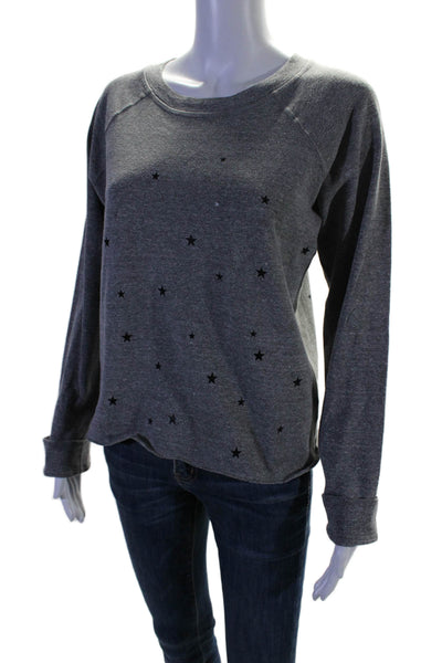 Monrow Womens Long Sleeve Scoop Neck Star Sweatshirt Gray Size Extra Small