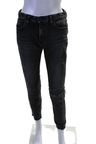 Moussy Vintage Womens Black Distress High Rise Skinny Leg Jeans Size 27