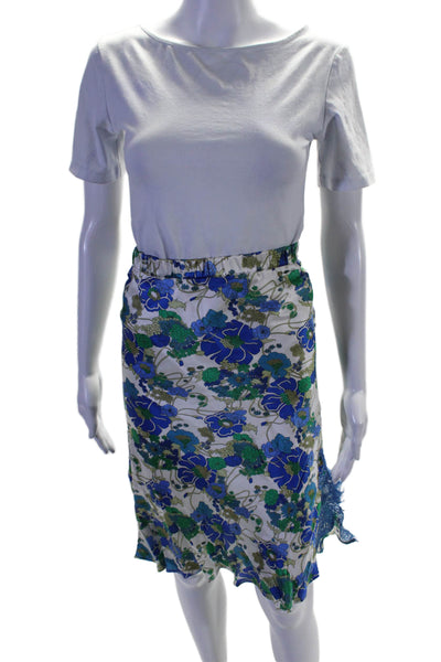 Gold Hawk Womens Silk Floral Print A Line Skirt Multi Colored Size Large