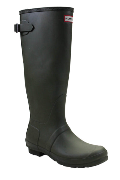 Hunter Womens Pull On Knee High Silver Tone Rain Boots Olive Green Size 8