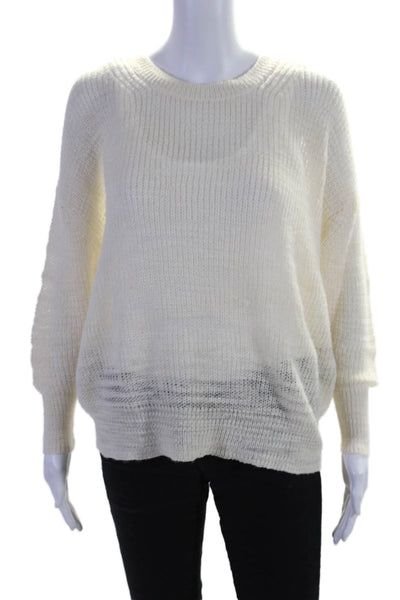 IRO Women's Round Neck Long Sleeves Pullover Sweater Cream Size S