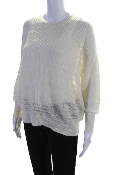 IRO Women's Round Neck Long Sleeves Pullover Sweater Cream Size S