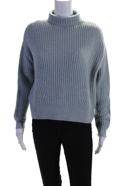 Le Kasha Women's Turtleneck Long Sleeves Pullover Sweater Blue Size S/M