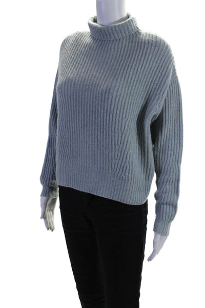 Le Kasha Women's Turtleneck Long Sleeves Pullover Sweater Blue Size S/M