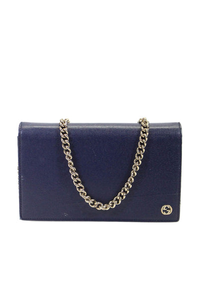 Gucci Womens Navy Blue Betty Leather Flap Card Holder Clutch Crossbody Bag Handb