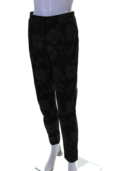 Byron Zoro Womens Black Floral High Rise Pleated Cuff Tapered Leg Pants Size 10