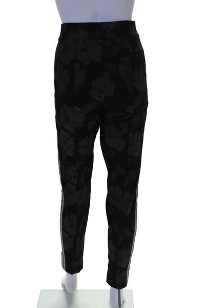 Byron Zoro Womens Black Floral High Rise Pleated Cuff Tapered Leg Pants Size 10