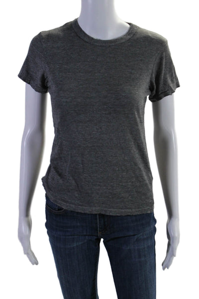 Nation LTD Womens Cotton Short Sleeve Round Neck Basic T-Shirt Gray Size 3