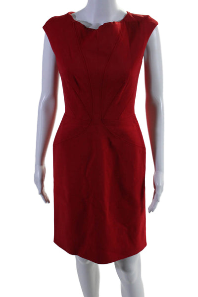 Zac Posen Womens Sleeveless Stitch Detailed Back Zipped Dress Red Size 6