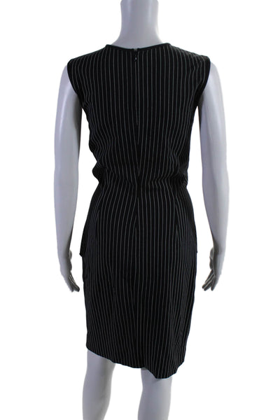 Stella McCartney Womens Striped Sleeveless Zipped Ruffled Dress Black Size 42