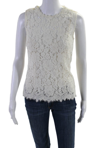 Dolce and Gabbana Womens Cotton Laced Layered Undershirt Zip Top White Size 40