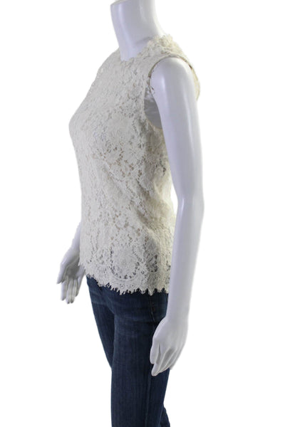 Dolce and Gabbana Womens Cotton Laced Layered Undershirt Zip Top White Size 40