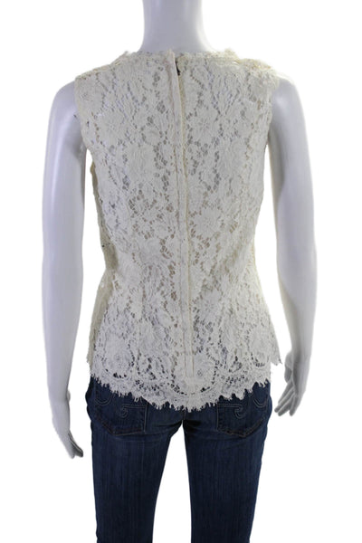 Dolce and Gabbana Womens Cotton Laced Layered Undershirt Zip Top White Size 40