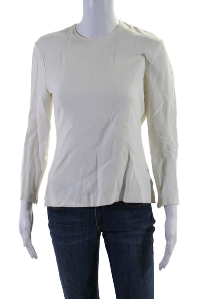 Stella McCartney Womens Back Zipped Long Sleeved Round Neck Blouse White Size 40