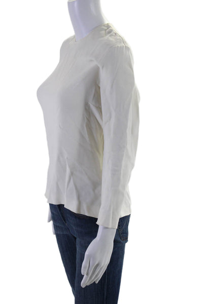 Stella McCartney Womens Back Zipped Long Sleeved Round Neck Blouse White Size 40