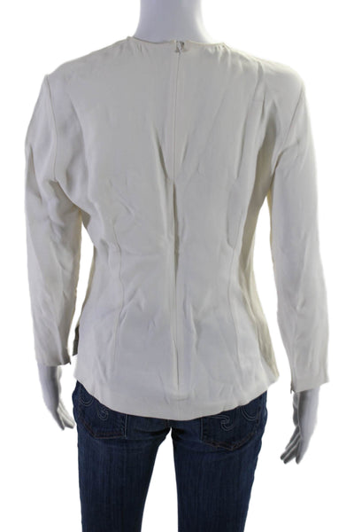 Stella McCartney Womens Back Zipped Long Sleeved Round Neck Blouse White Size 40