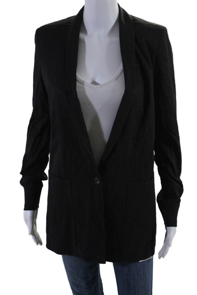 Helmut Lang Womens Long Sleeved Pocketed Collared Blazer Black Size 2