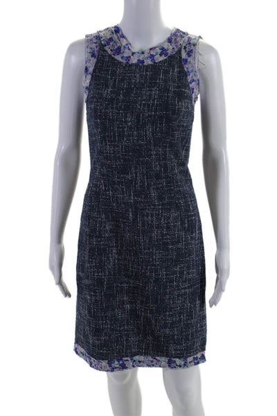 D&G Dolce & Gabbana Women's Round Neck Sleeveless A-Line Mini Dress Blue Size 2