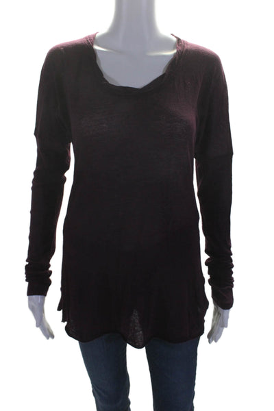 Rag & Bone/Knit Womens Long Sleeves Asymmetrical Tee Shirt Purple Size Large