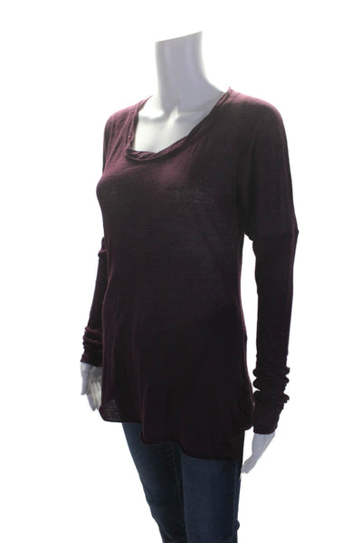 Rag & Bone/Knit Womens Long Sleeves Asymmetrical Tee Shirt Purple Size Large