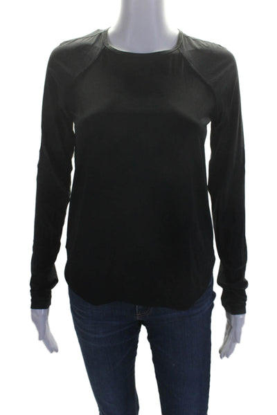 Lululemon Womens Long Sleeve Perforated Trim Round Neck Shirt Black Size 4