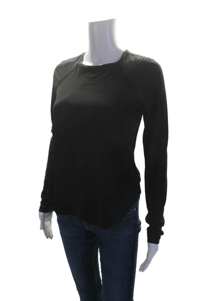 Lululemon Womens Long Sleeve Perforated Trim Round Neck Shirt Black Size 4