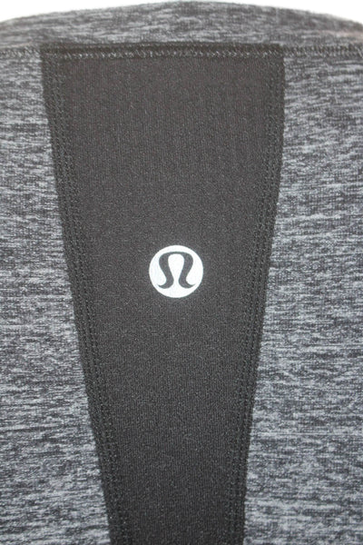 Lululemon Womens Long Sleeve Stretch Knit Scoop Neck Tee Shirt Gray Black Size 2