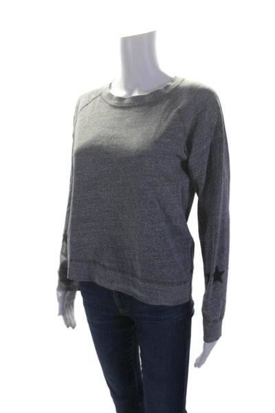 Monrow Womens Long Sleeve Oversized Scoop Neck Star Sweatshirt Gray Size XS