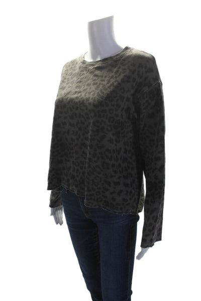 Sundry Womens Long Sleeve Oversized Leopard Print Sweater Brown Cotton Size 0