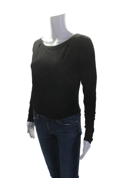 Lululemon Womens Long Sleeve Scoop Neck Boxy Short Tee Shirt Black Size 4