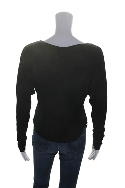 Lululemon Womens Long Sleeve Scoop Neck Boxy Short Tee Shirt Black Size 4