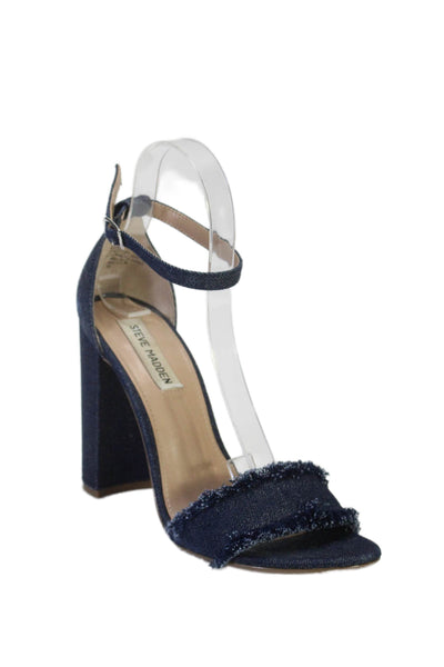 Steve Madden Womens Denim Frayed Edging Ankle Strap Sandals Blue Size 9.5M