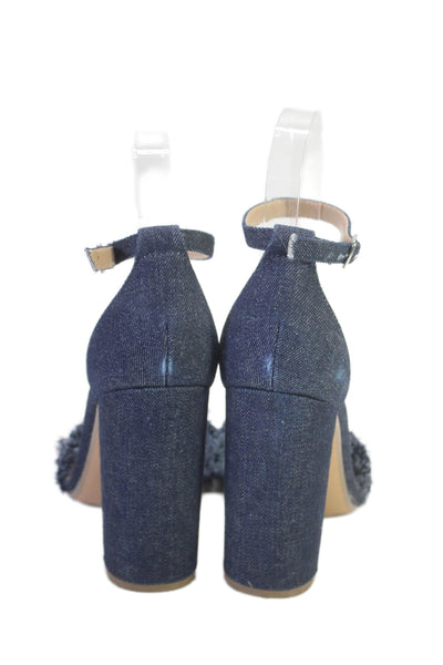 Steve Madden Womens Denim Frayed Edging Ankle Strap Sandals Blue Size 9.5M