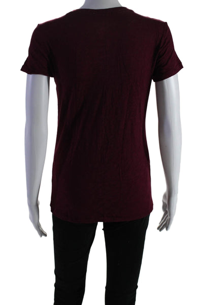 Goldie Womens Short Sleeve V Neck Tee Shirt Dark Berry Pink Size Extra Small