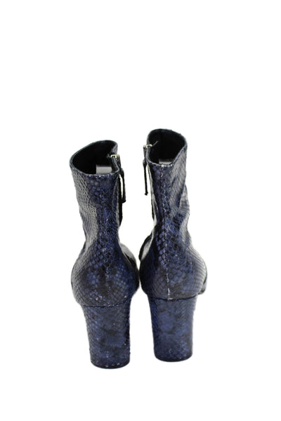 Barneys New York Womens Animal Print Square Toe Zip Up Boots Blue Size 39.5 9.5