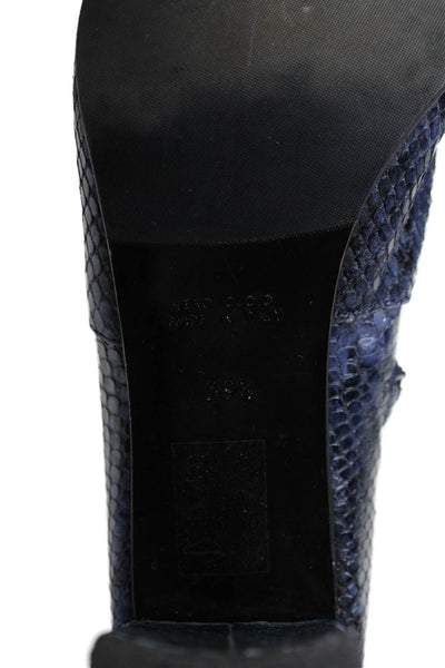 Barneys New York Womens Animal Print Square Toe Zip Up Boots Blue Size 39.5 9.5