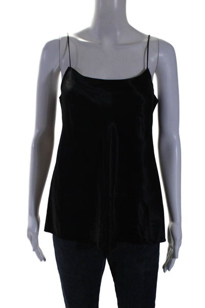 Vince Womens Satin Scoop Neck Spaghetti Strap Camisole Black Size S