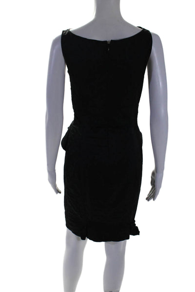 Nina Ricci Womens Black Drape Neck Polka Dot Sleeveless Peplum Dress Size 38