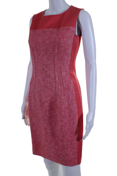 Elie Tahari Womens Cotton Blend Round Neck Sleeveless Zip Up Dress Pink Size 2