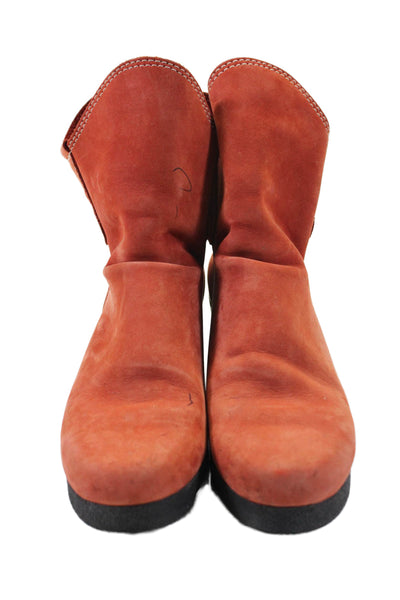 Arche Womens Round Toe Pull On Platform Wedge Boots Orange Size 8.5