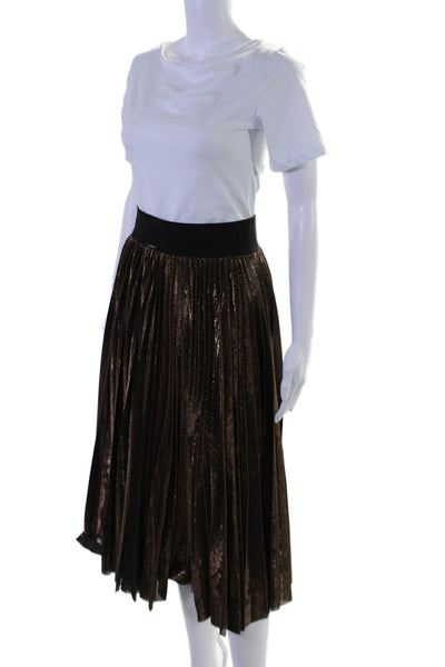 Liu JO Womens Accordion Pleat A Line Maxi Skirt Chocolate Brown Black Size 6