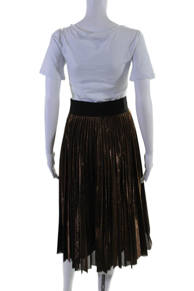 Liu JO Womens Accordion Pleat A Line Maxi Skirt Chocolate Brown Black Size 6