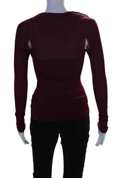 NBD Womens Long Sleeve Square Neck Blouse Burgundy Size XS