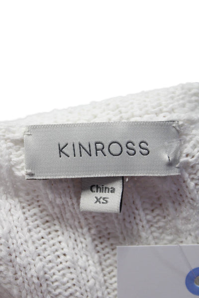 Kinross Women's Round Neck Sleeveless Knit Sweater Blouse White Size XS