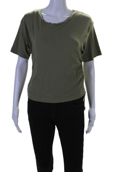 Current/Elliott Womens Round Neck Short Sleeves Cinch Basic T-Shirt Green Size 1